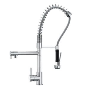 Keukenmengkraan 65cm Hoog met Uittrekbare Spoeldouche Chroom en Zwart | Mirage